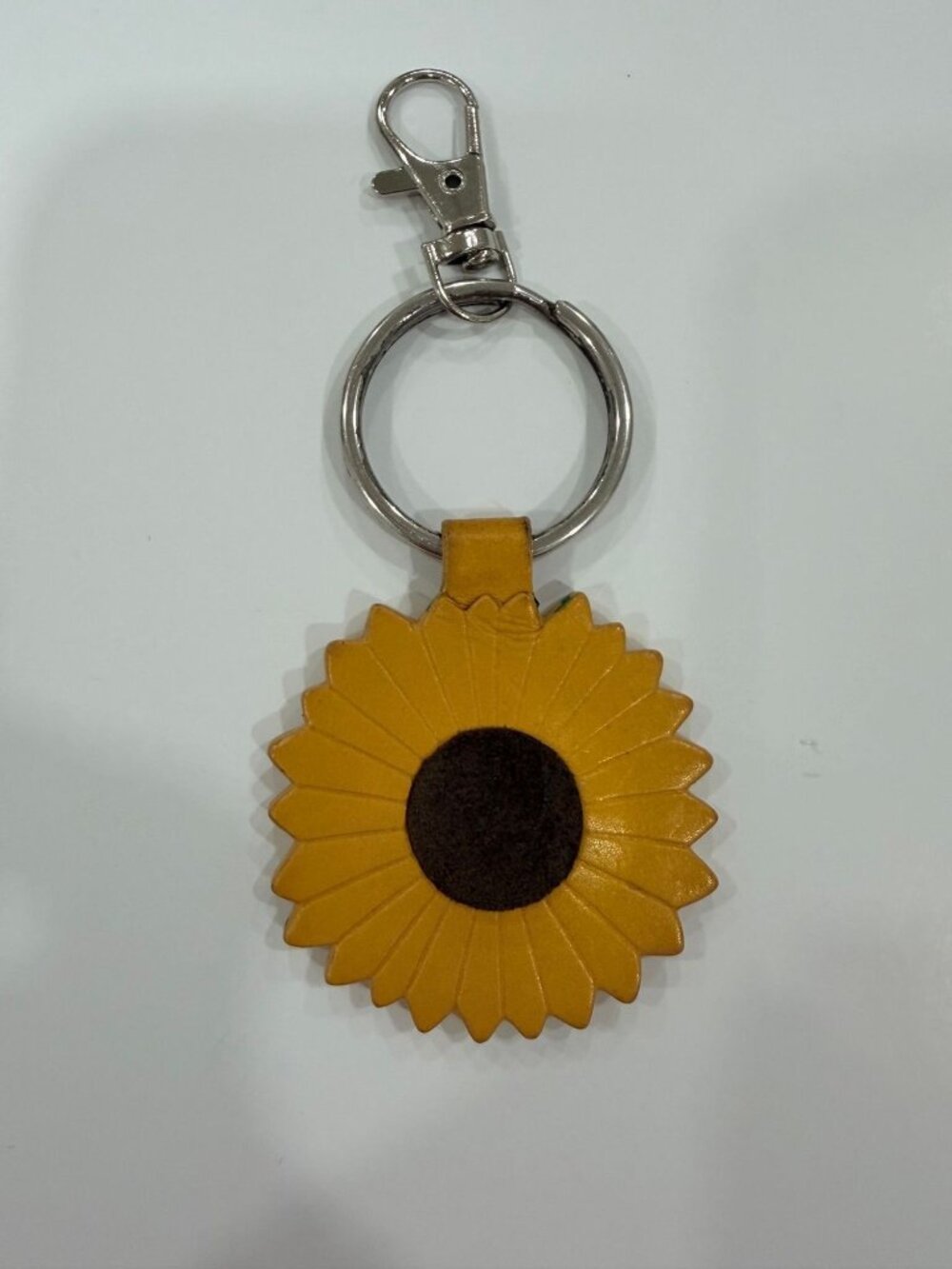 Coach Yellow Sunflower Leather Keychain Charm VGUC